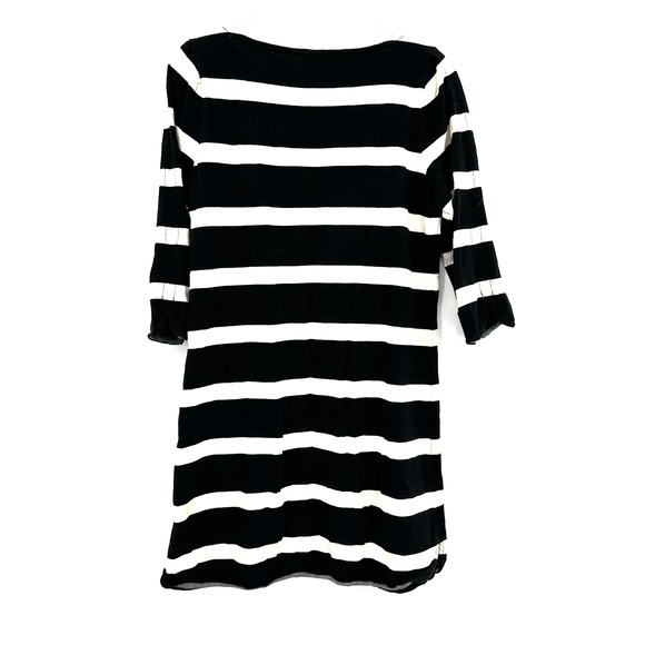 J. Crew size 6 black and white striped longer sleeve tunic top dress 100% cotton - Picture 2 of 4